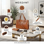 MORDANT Tan Croco Texture Leather Handbag for Women