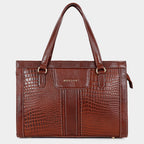 MORDANT Brown Croco Texture Leather Handbag for Women
