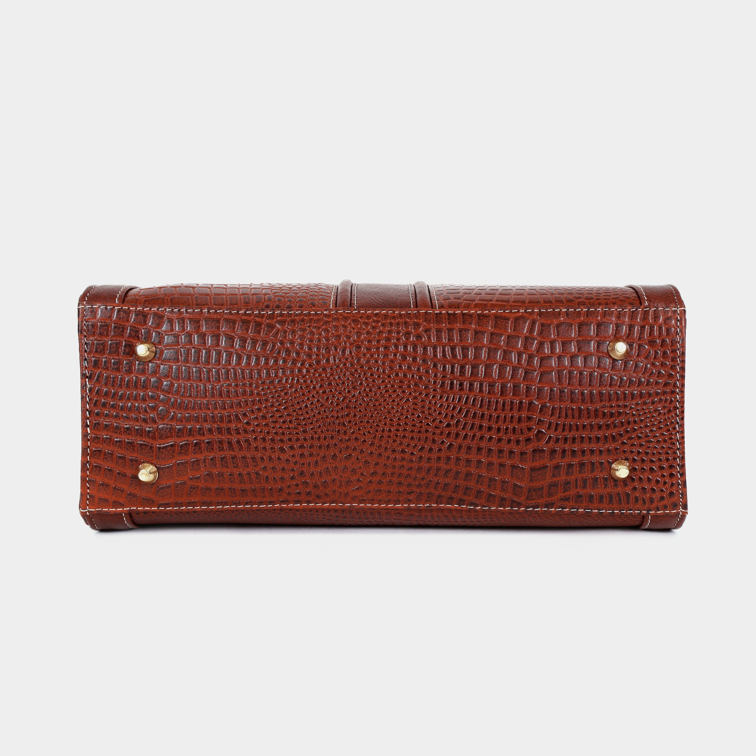 MORDANT Brown Croco Texture Leather Handbag for Women