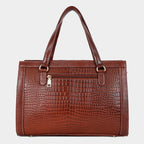 MORDANT Brown Croco Texture Leather Handbag for Women