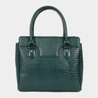 MORDANT Premium Green Genuine Leather Croco Texture Handbag for Women