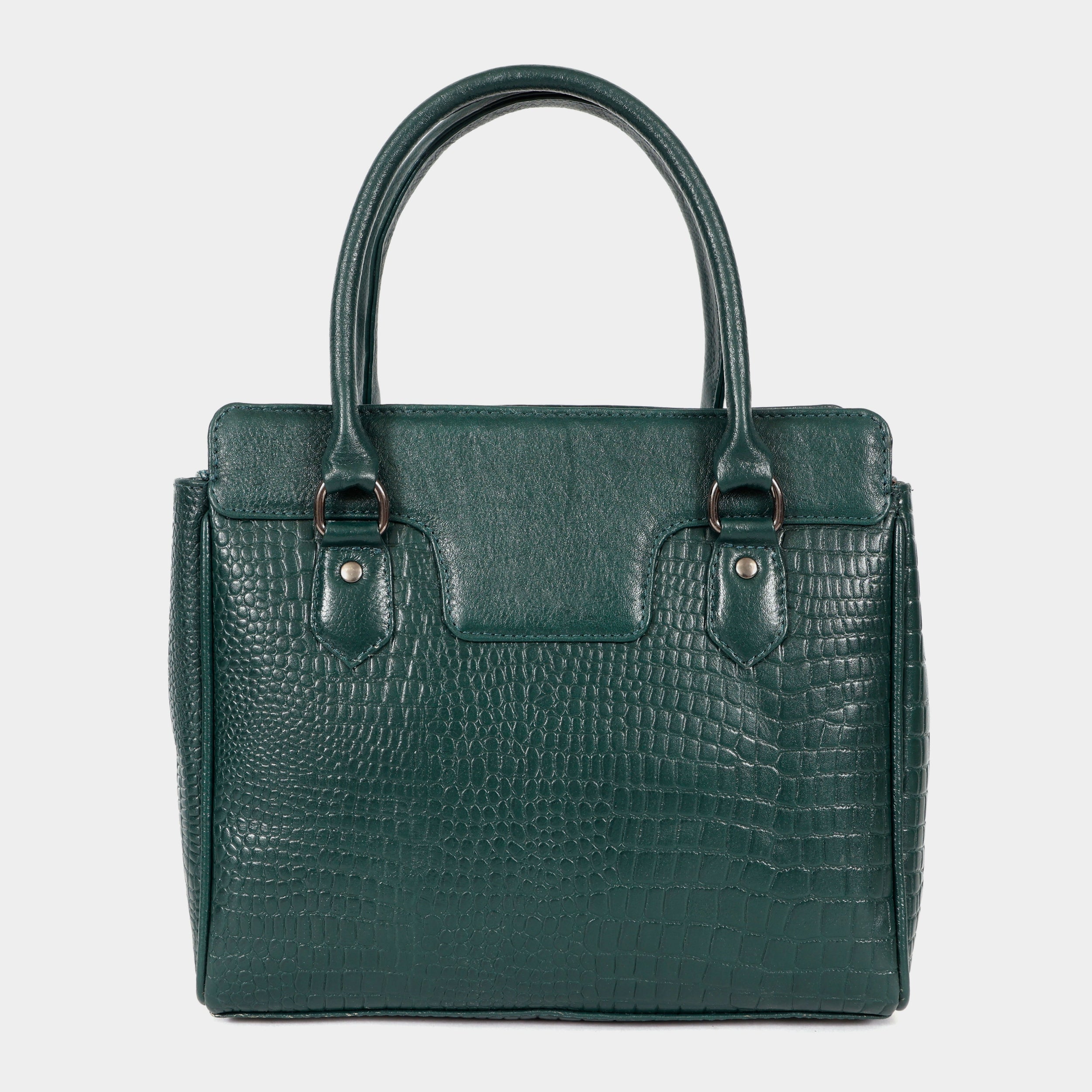 MORDANT Premium Green Genuine Leather Croco Texture Handbag for Women