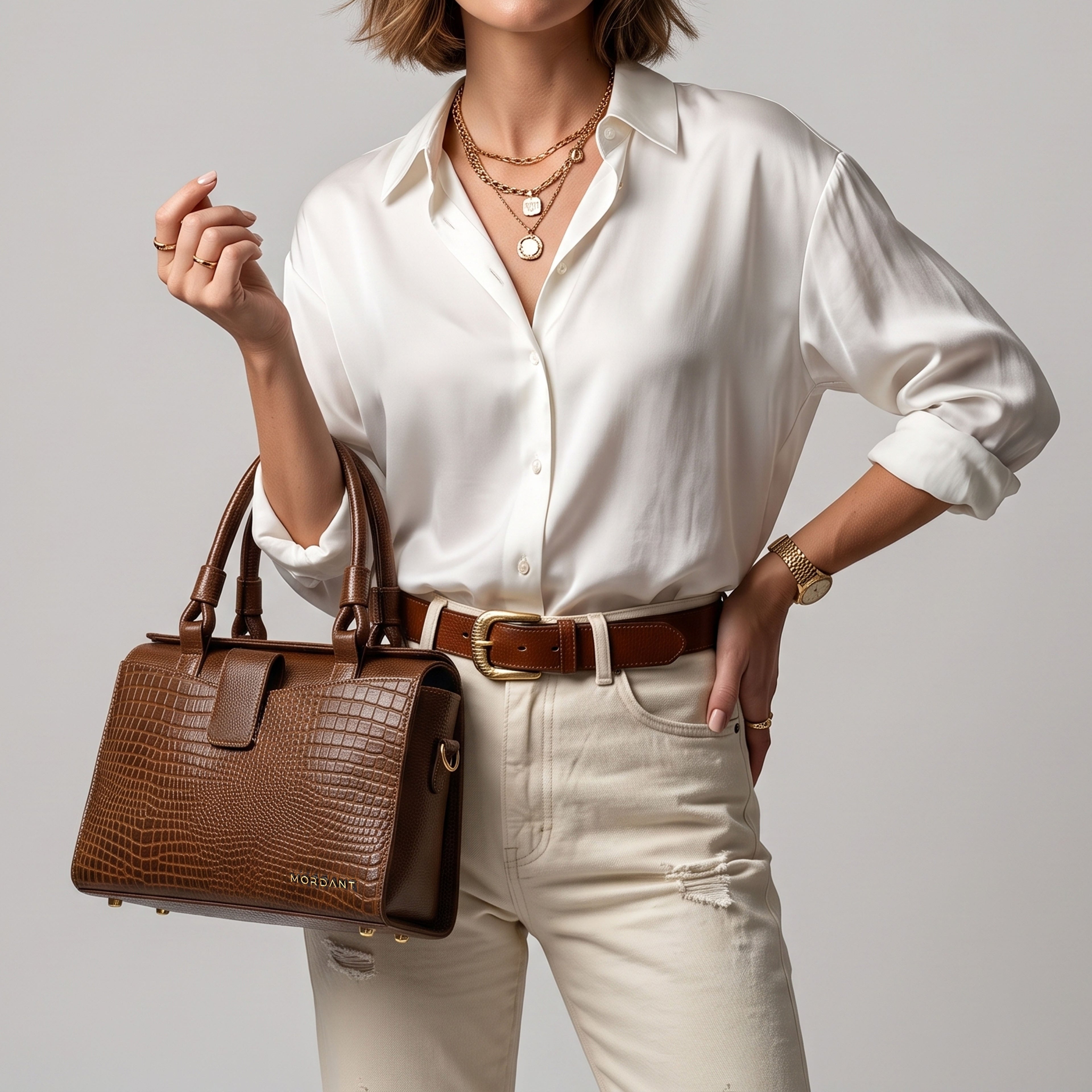 Women’s Green Crocodile Embossed Leather Handbag | MORDANT
