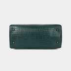 MORDANT Premium Green Genuine Leather Croco Texture Handbag for Women