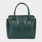 MORDANT Premium Green Genuine Leather Croco Texture Handbag for Women