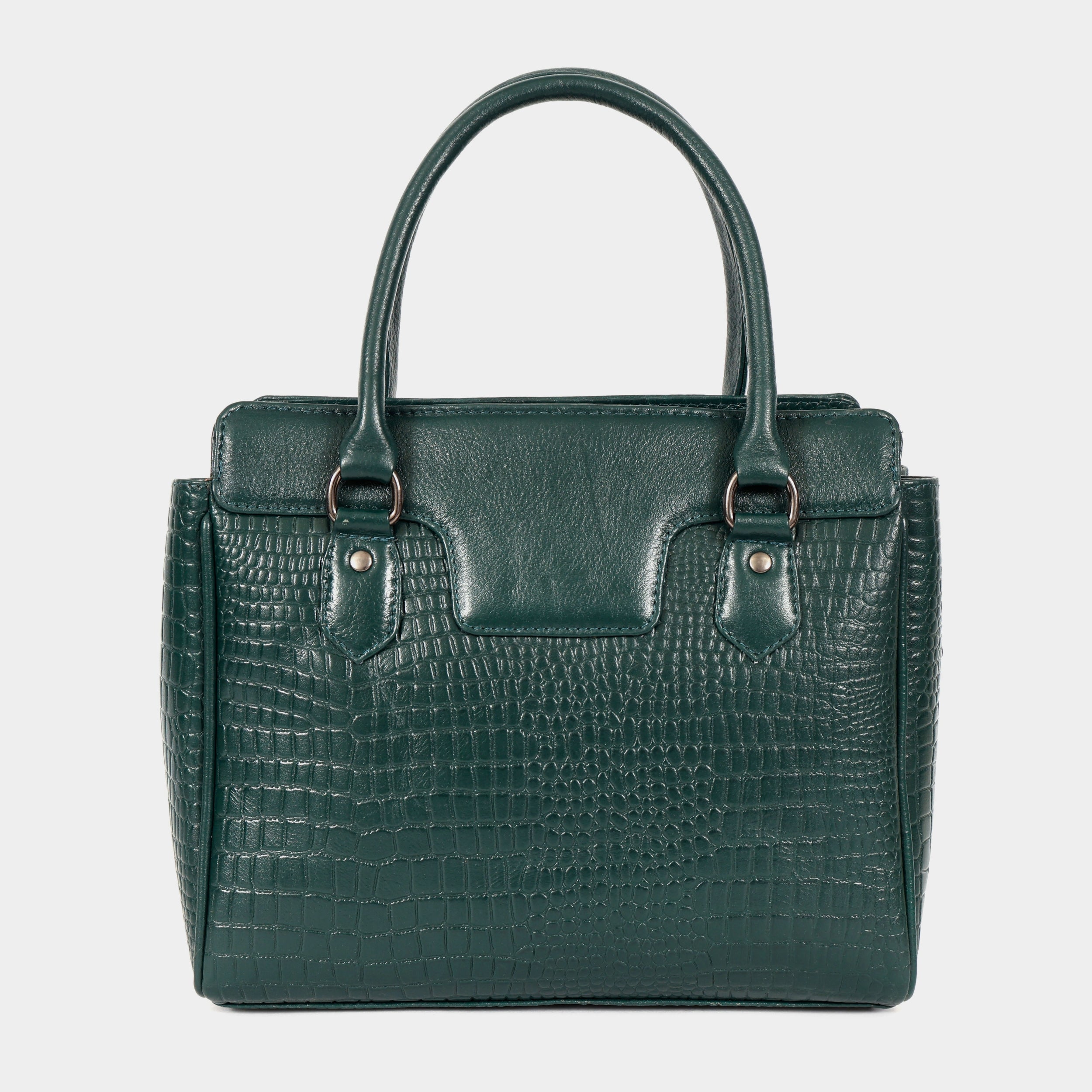 MORDANT Premium Green Genuine Leather Croco Texture Handbag for Women