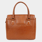 MORDANT Premium Tan Genuine Leather Croco Texture Handbag for Women