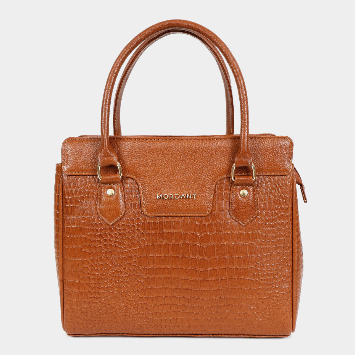 MORDANT Premium Tan Genuine Leather Croco Texture Handbag for Women