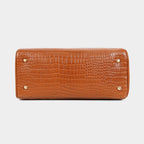 MORDANT Premium Tan Genuine Leather Croco Texture Handbag for Women