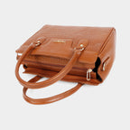 MORDANT Premium Tan Genuine Leather Croco Texture Handbag for Women