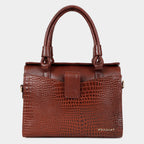 Women’s Brown Crocodile Embossed Leather Handbag | MORDANT