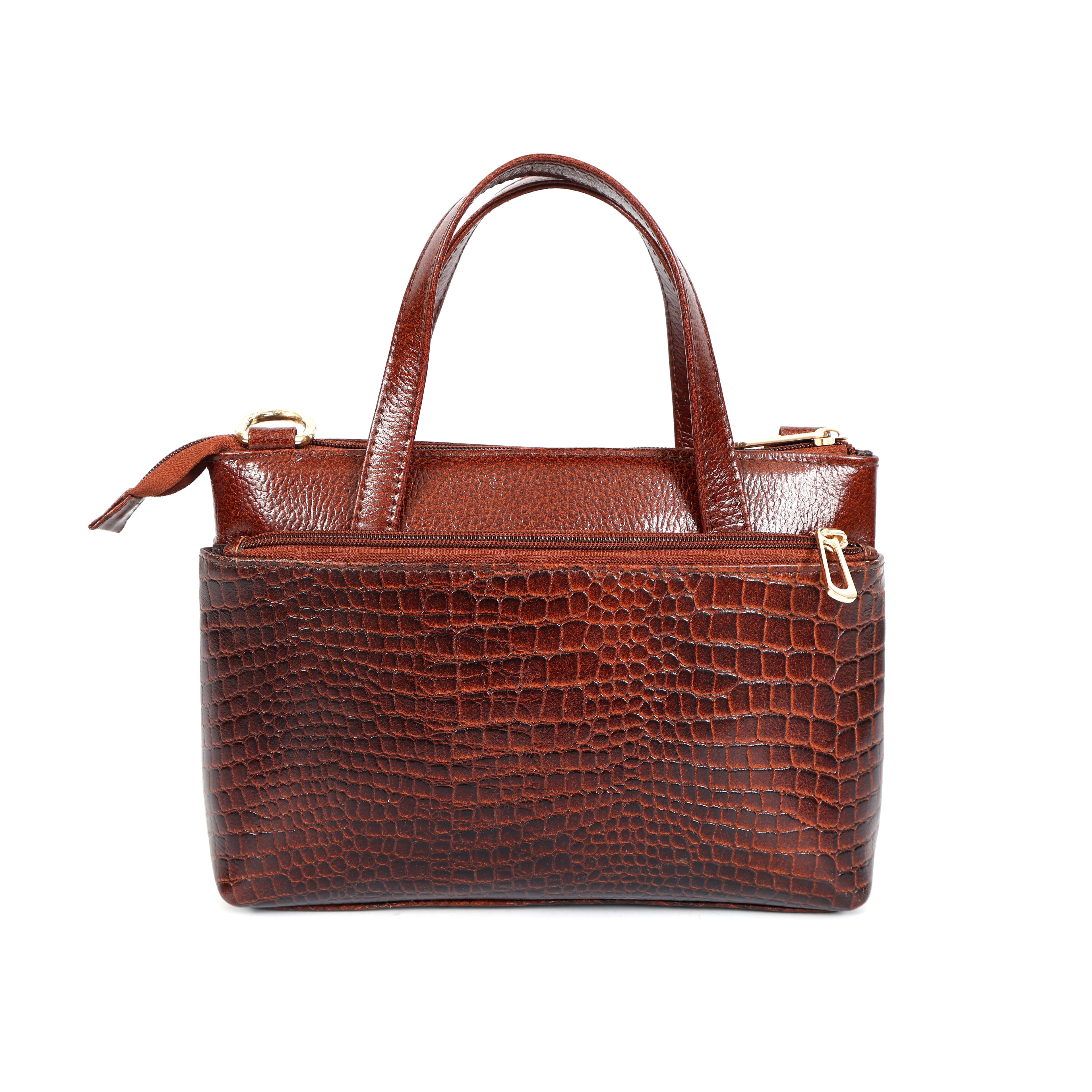 Croco Textured Leather Handbag For Women's