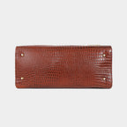 Women’s Brown Crocodile Embossed Leather Handbag | MORDANT