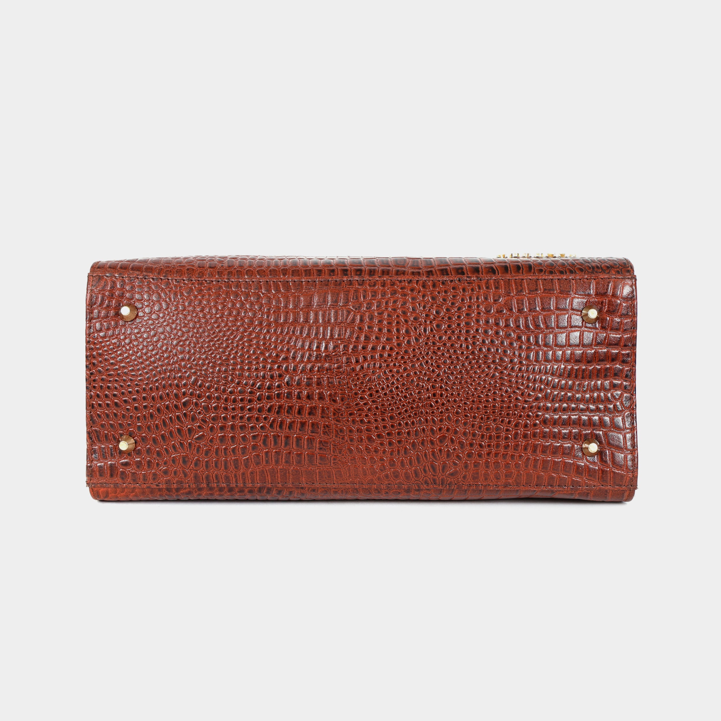 Women’s Brown Crocodile Embossed Leather Handbag | MORDANT