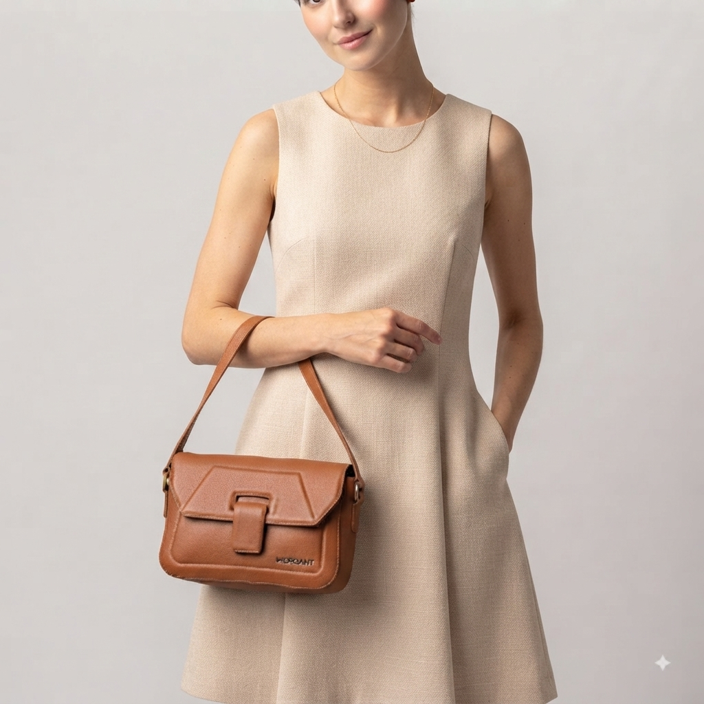 Mordant Tan Genuine Leather Crossbody Bag | Luxury Women's Handbag