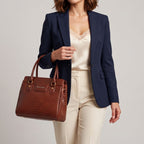 MORDANT Premium Brown Genuine Leather Croco Texture Handbag for Women
