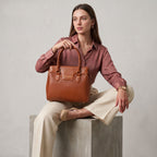 MORDANT Premium Tan Genuine Leather Croco Texture Handbag for Women